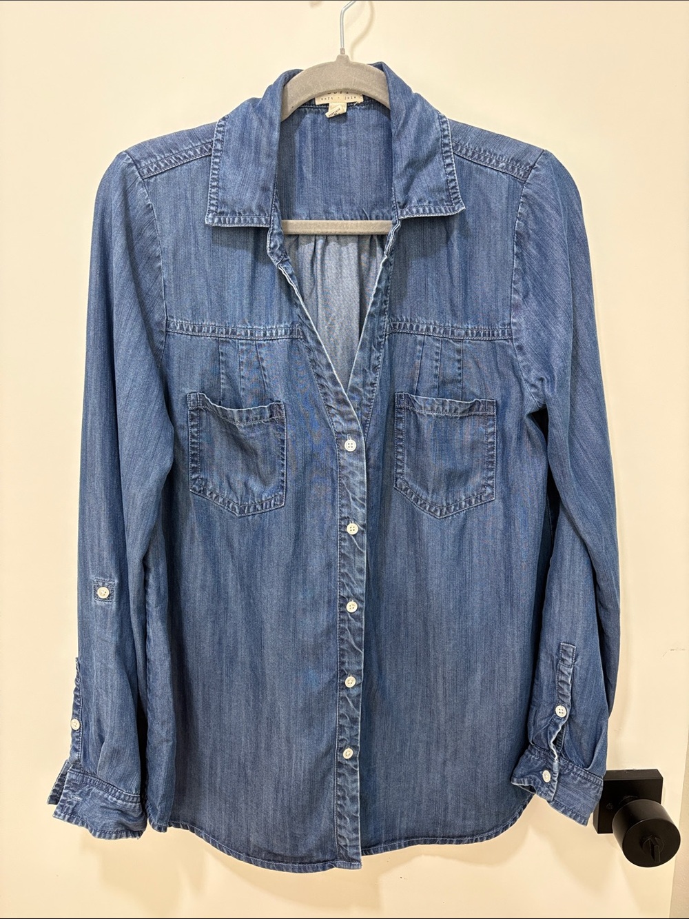 100% wood- denim look alike Button-Up Shirt - small